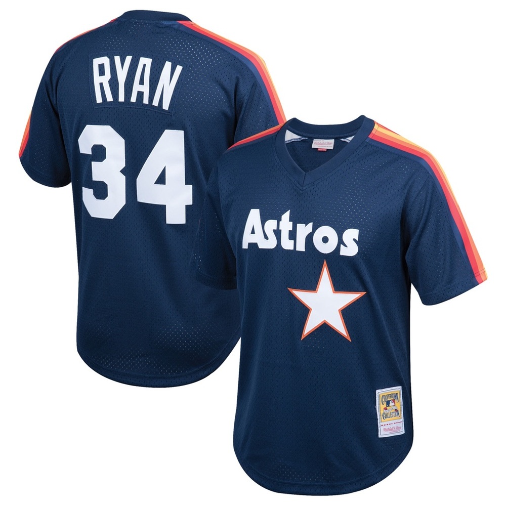 Houston Astros Nolan Ryan Pullover Blue Jersey #34 2XL Mitchell & Ness